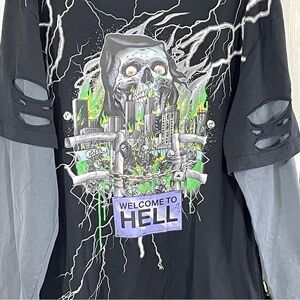 Broken Promises Welcome to Hell Layered Graphic Size L Grunge Skater Streetwear